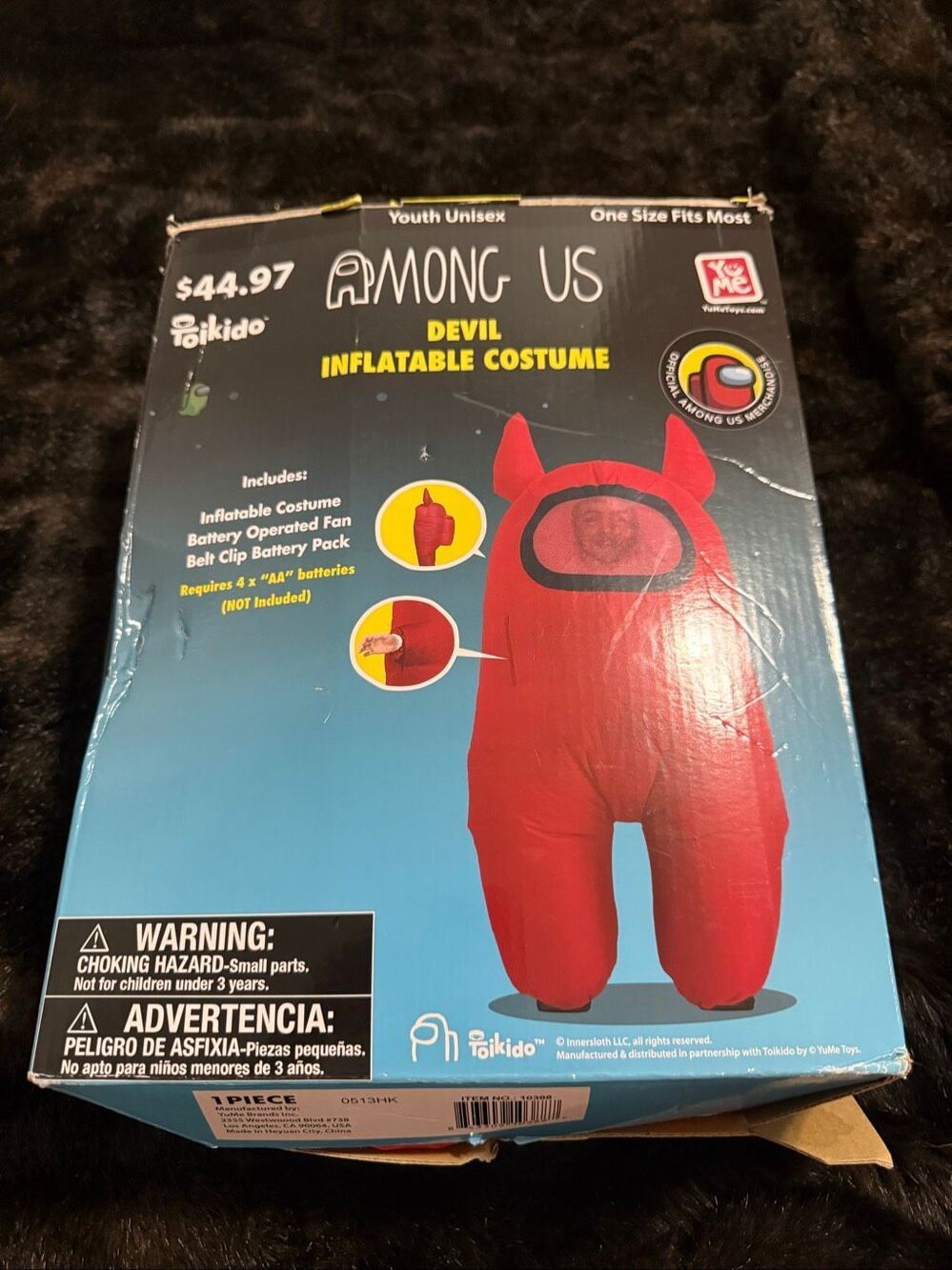 Among Us Devil Inflatable Halloween Blow Up Costume Red Youth Child One Size